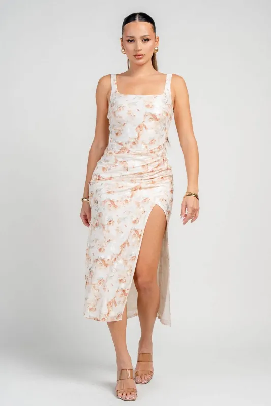 HD30700ED / PRINTED LACE SQUARE NECK MIDI DRESS sold by privy