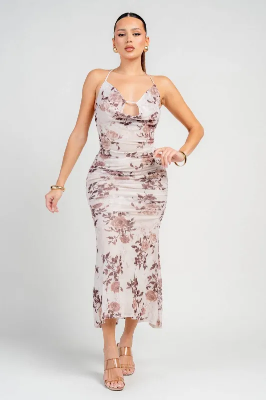 HS5060NAK / DEEP PLUNGE HALTER NECK RUCHED TOP &RUCHED MIDI SKIRT sold by privy