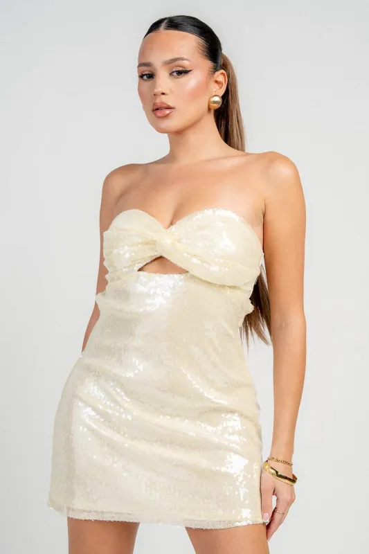 HD30306E / CLEAR SEQUINS WITH BACK COWL MINI DRESS sold by privy