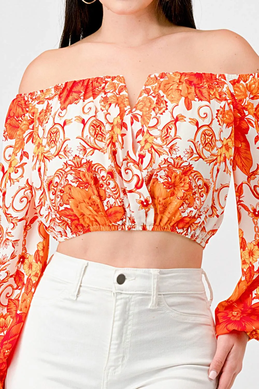 BOHO PRINT WOOLDOBBY OFF SHOULDER CROPPED TOP sold by privy product image thumbnail 5