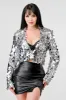 LUXE DISC SEQUINS CROPPED OUTERWEAR JACKET sold by privy