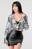 LUXE DISC SEQUINS CROPPED OUTERWEAR JACKET sold by privy