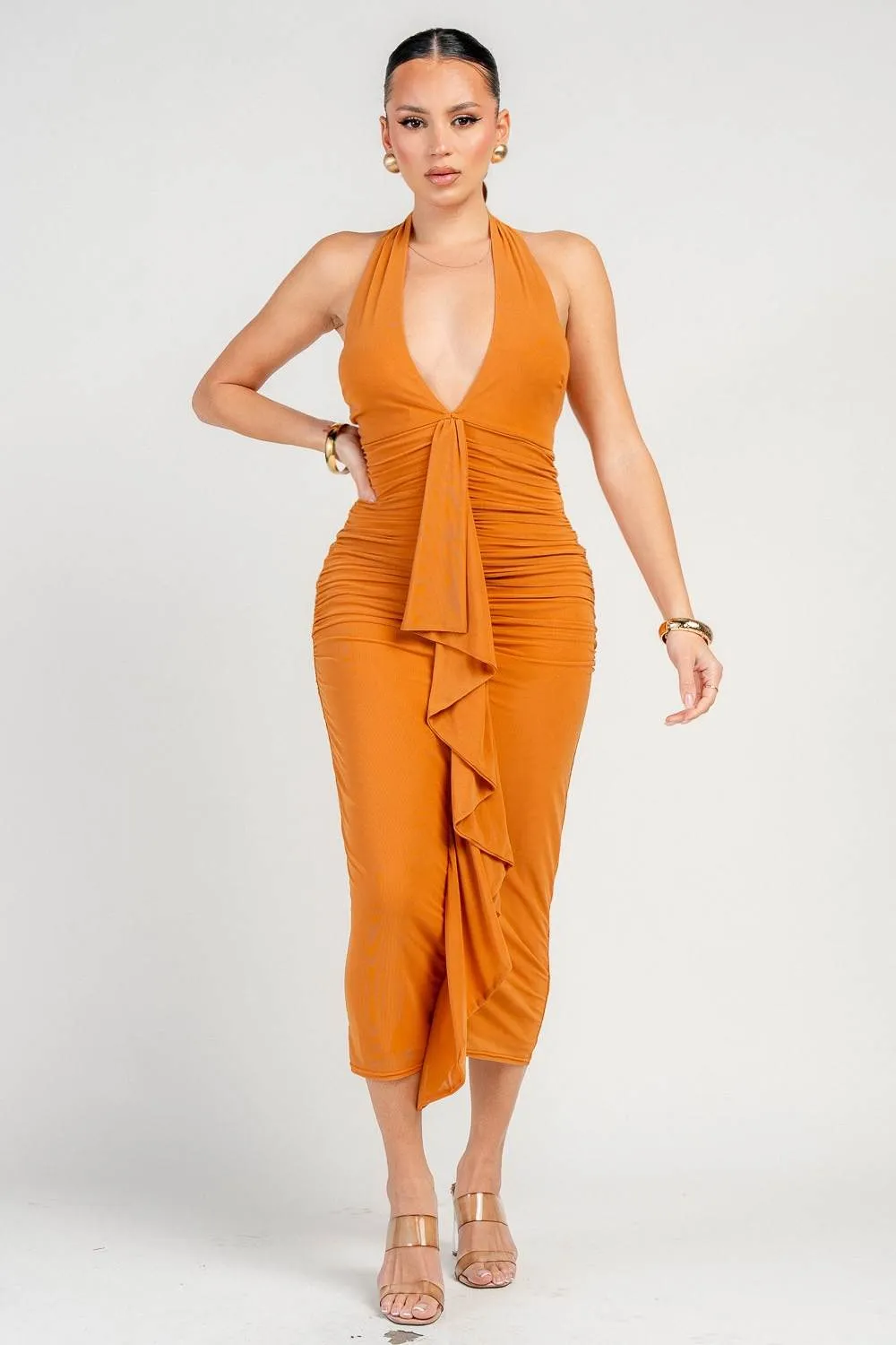 HD30974SST / MESH MIDI DRESS W/ A FRONT SASH sold by privy product image thumbnail 4