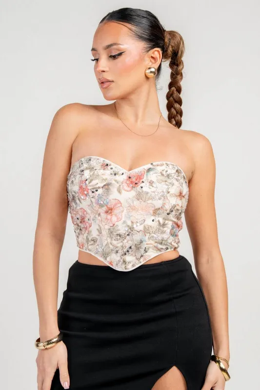 HT4100B / EMBELLISHED CORSET TOP sold by privy