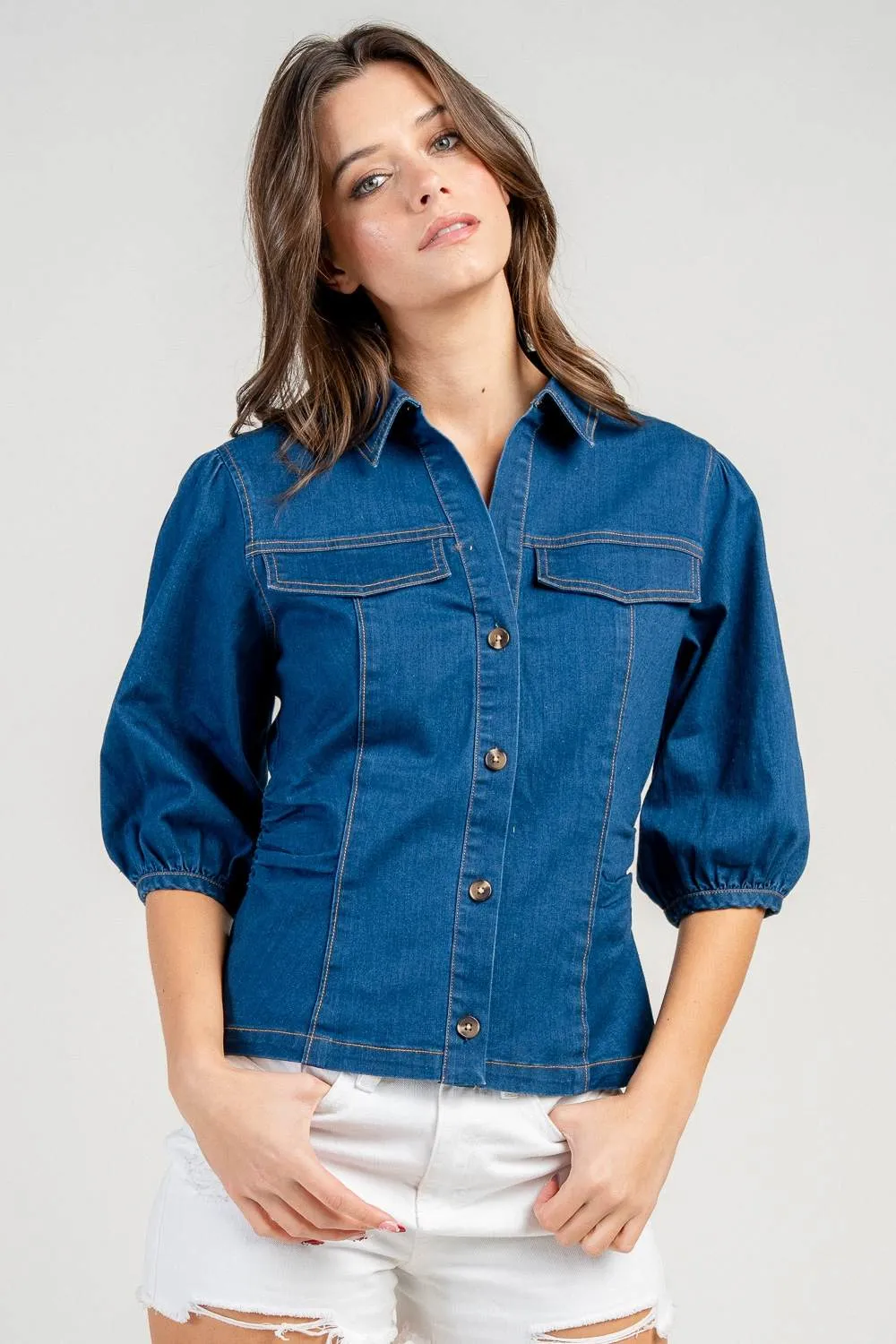 CT10744Y / DENIM FITTED SILHOUETTE SHIRT sold by privy product image thumbnail 4
