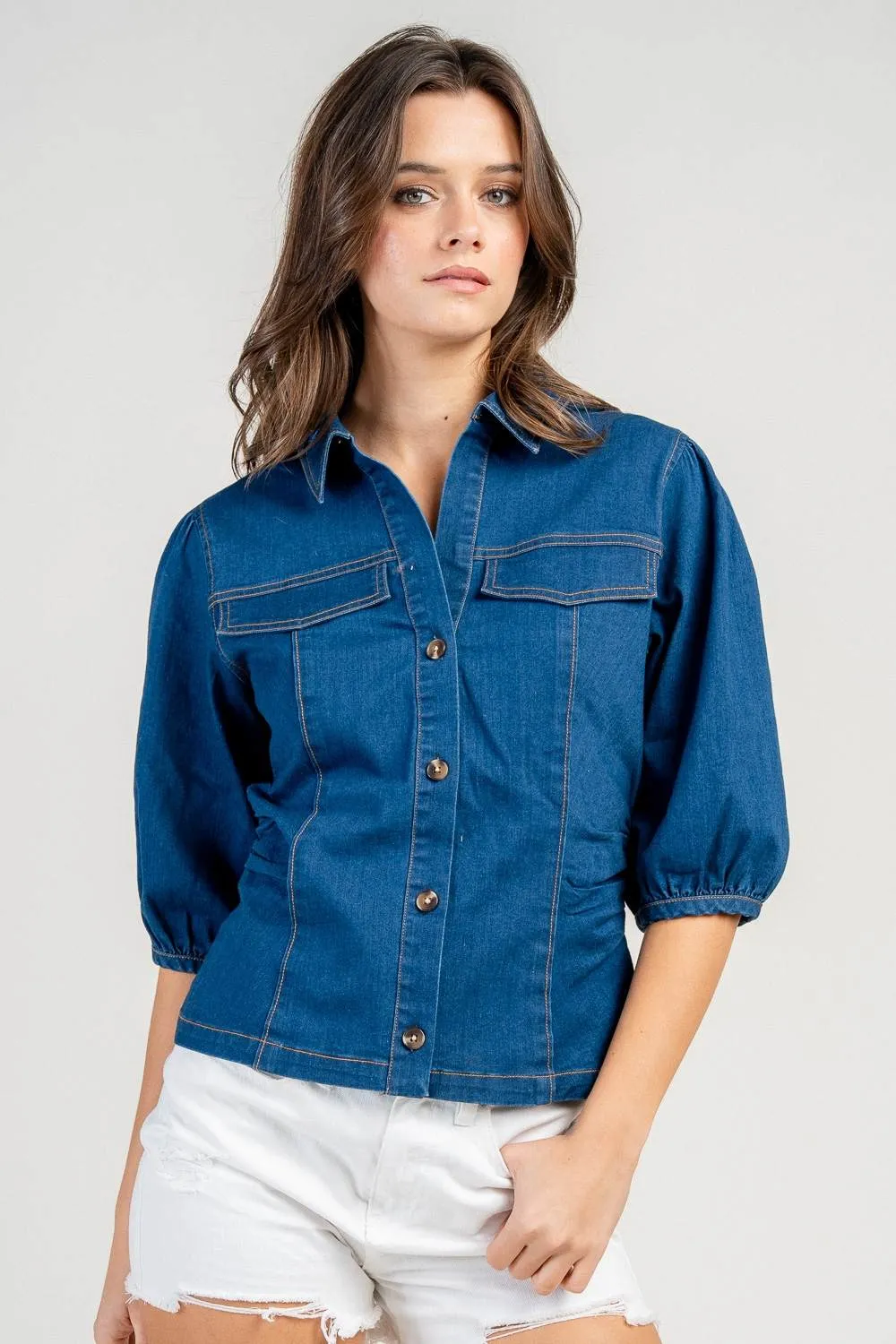 CT10744Y / DENIM FITTED SILHOUETTE SHIRT sold by privy