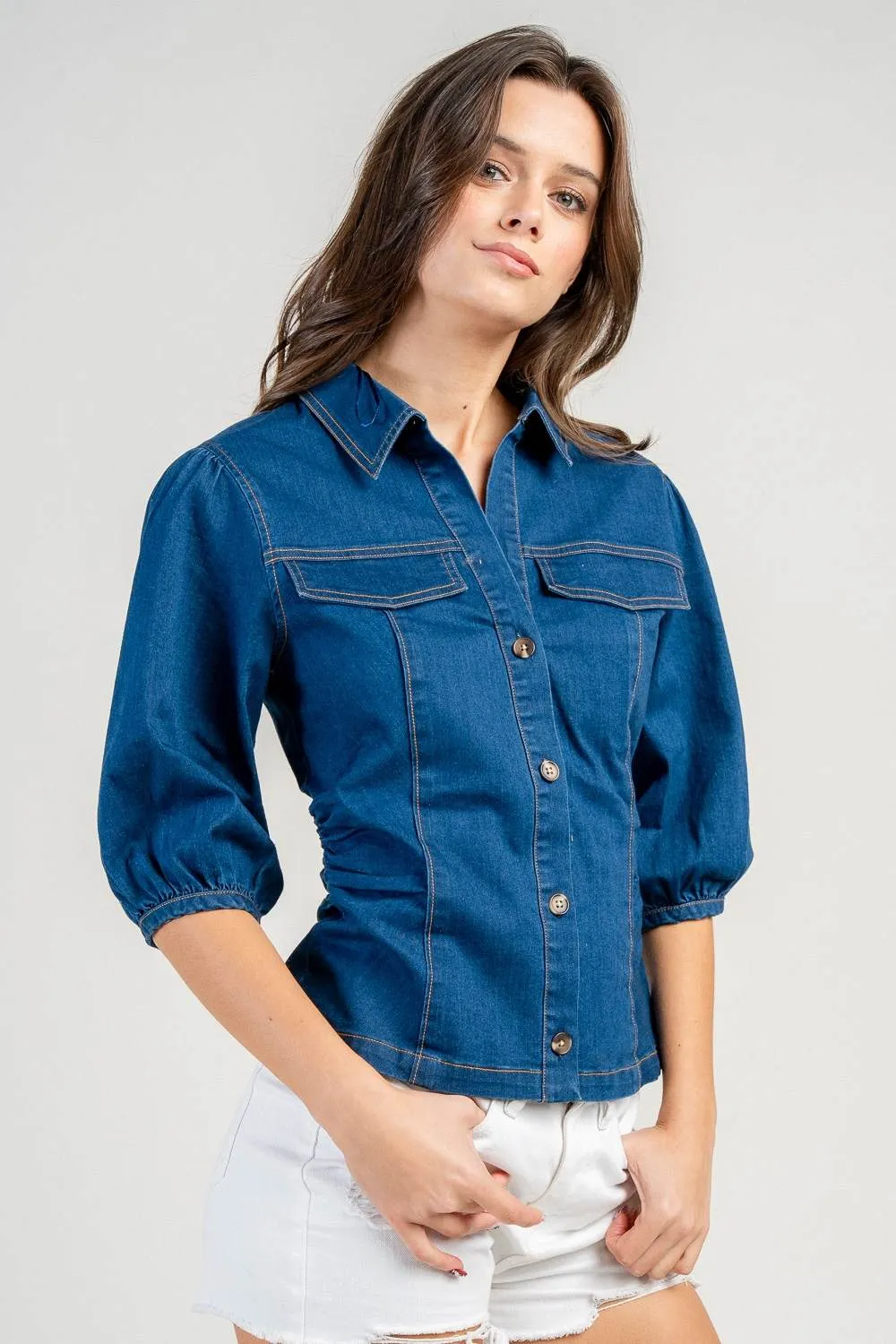 CT10744Y / DENIM FITTED SILHOUETTE SHIRT sold by privy product image thumbnail 2