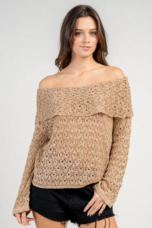 BT3540C / OFF SHOULDER LONG SLEEVE TOP sold by privy