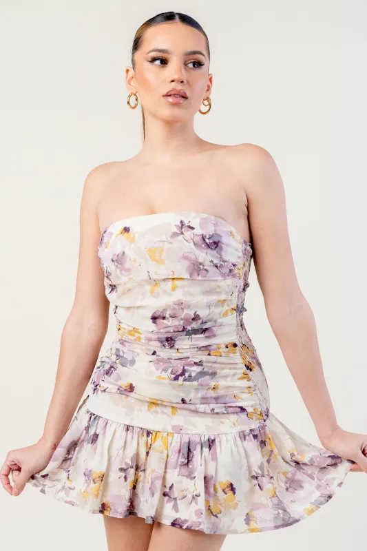 PD78207E / HMC FLORAL PRINT TUBE MINI DRESS made by privy