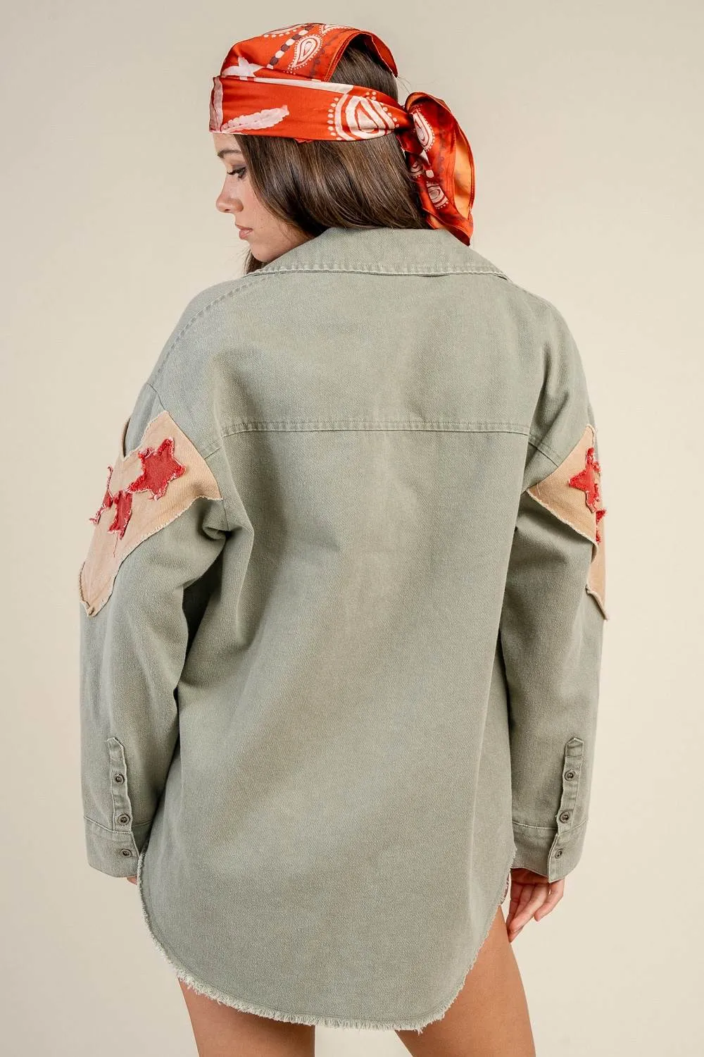 CG60140Y / STAR PATCH OVERSIZED DENIM JACKET sold by privy product image thumbnail 3