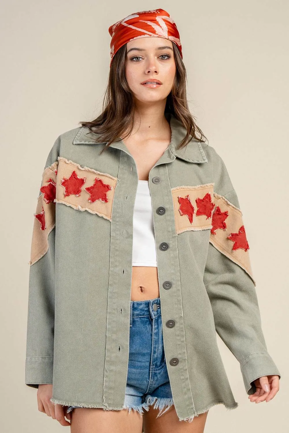 CG60140Y / STAR PATCH OVERSIZED DENIM JACKET sold by privy product image thumbnail 4