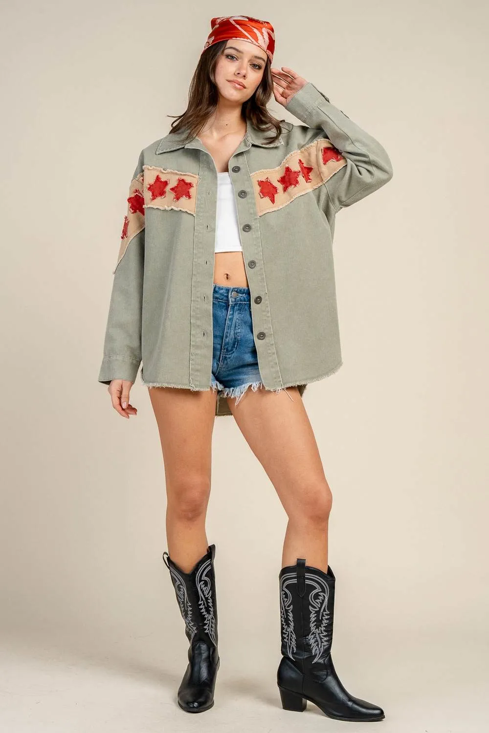 CG60140Y / STAR PATCH OVERSIZED DENIM JACKET sold by privy product image thumbnail 5