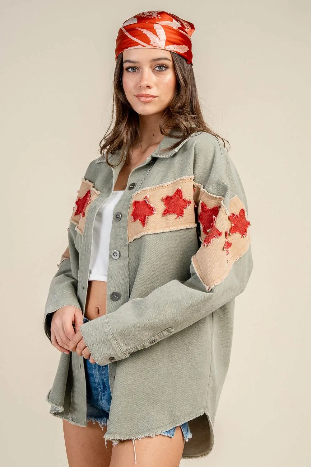 CG60140Y / STAR PATCH OVERSIZED DENIM JACKET sold by privy product image thumbnail 2