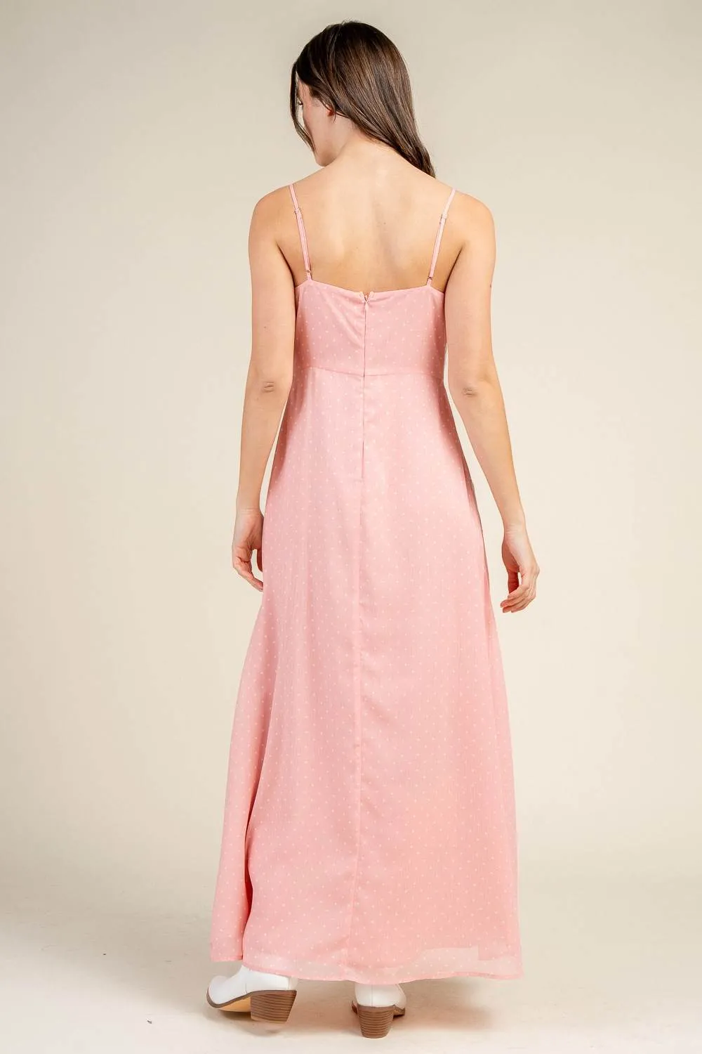 CD30830S / CHIFFON V-NECK LACE PANEL MAXI DRESS sold by privy product image thumbnail 3