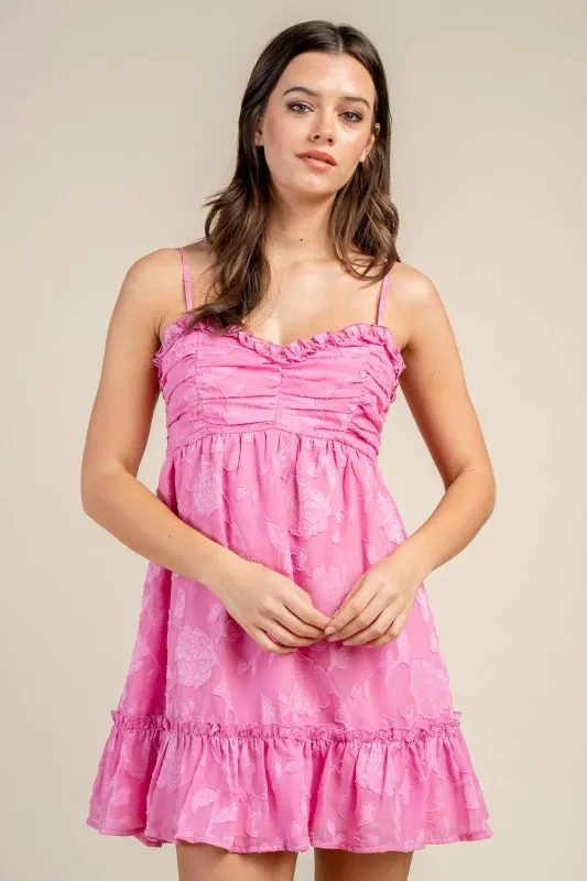 CD30791S / SMOCKED BUST FLORAL RUFFLED MINI DRESS sold by privy