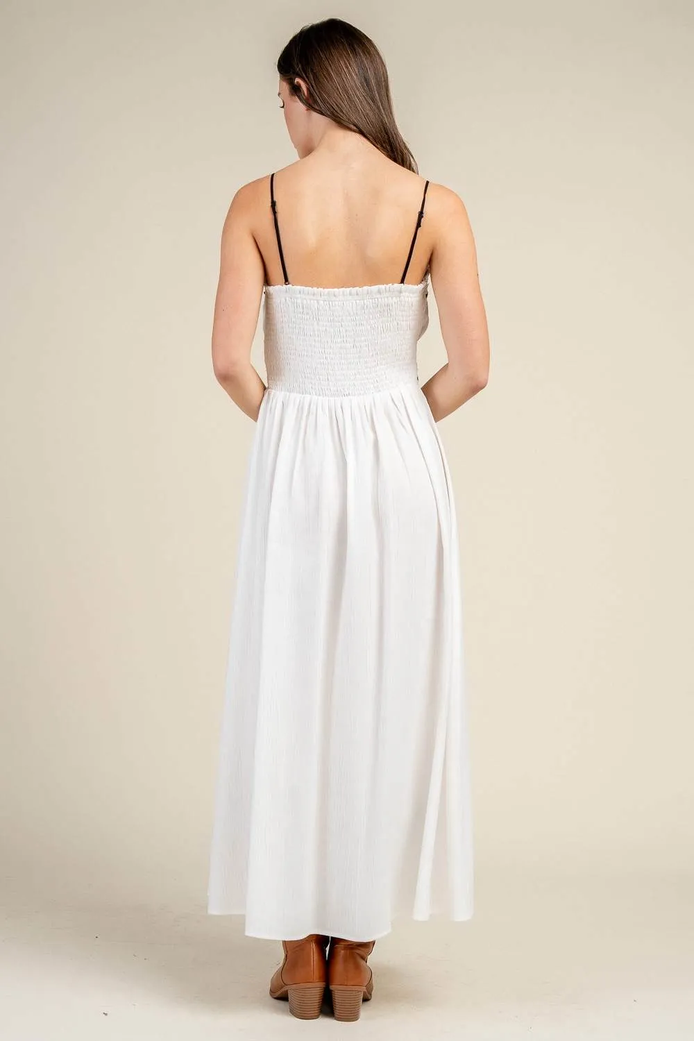 CDWS30368E / CONTRAST TRIM TIE FRONT CAMI MAXI DRESS WITH SIDE SLIT sold by privy product image thumbnail 4