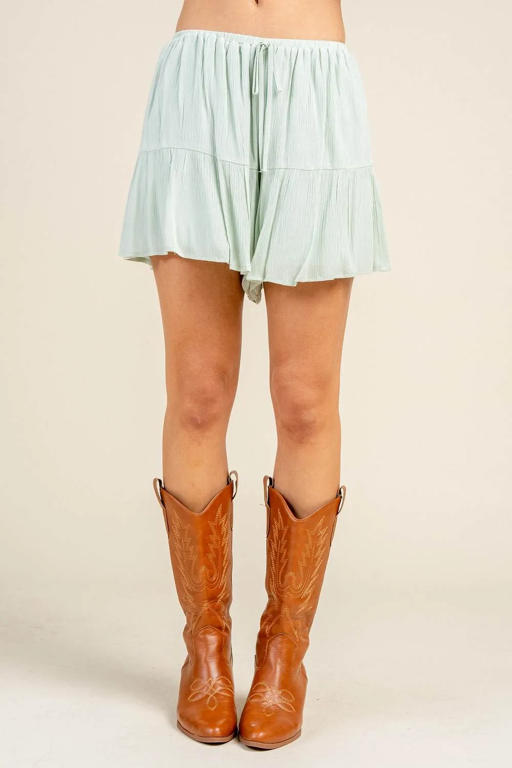 BS3624S / BUTTON FRONT PEPLUM BLOUSE & SMOCKED TIERED SHORTS SET sold by privy product image thumbnail 5