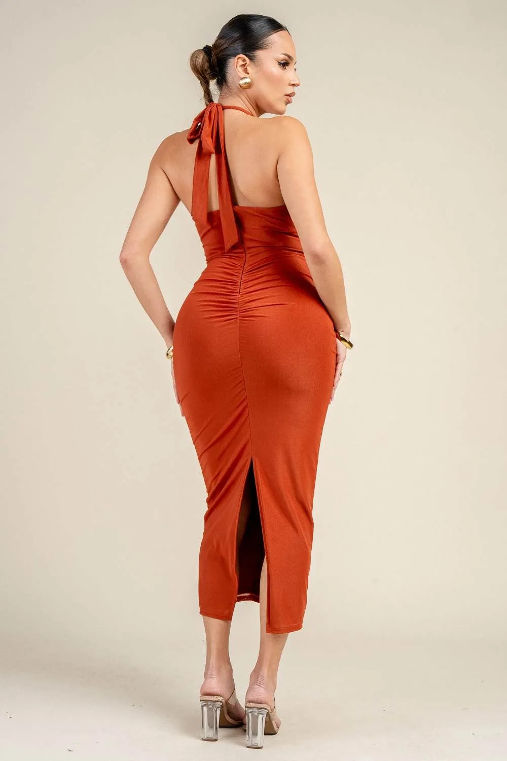 PD79464K / HALTER NECK MIDI DRESS WITH CUTOUT DETAILS sold by privy product image thumbnail 3