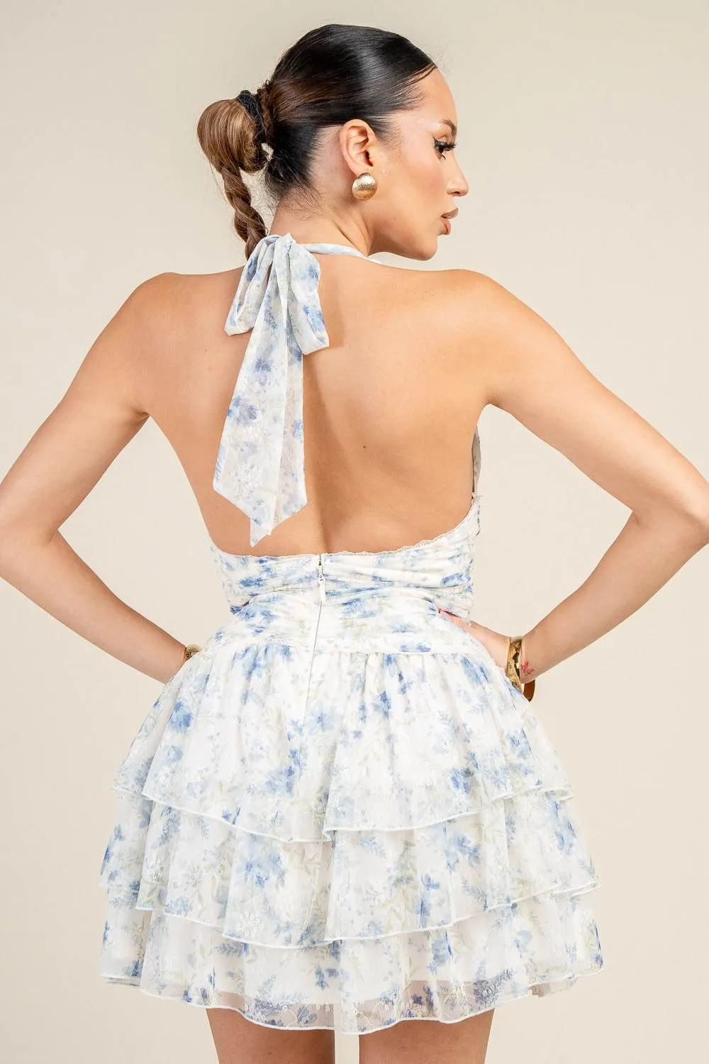 YD30087S / PRINTED LACE W/ LACE TRIM MINI DRESS sold by privy product image thumbnail 3