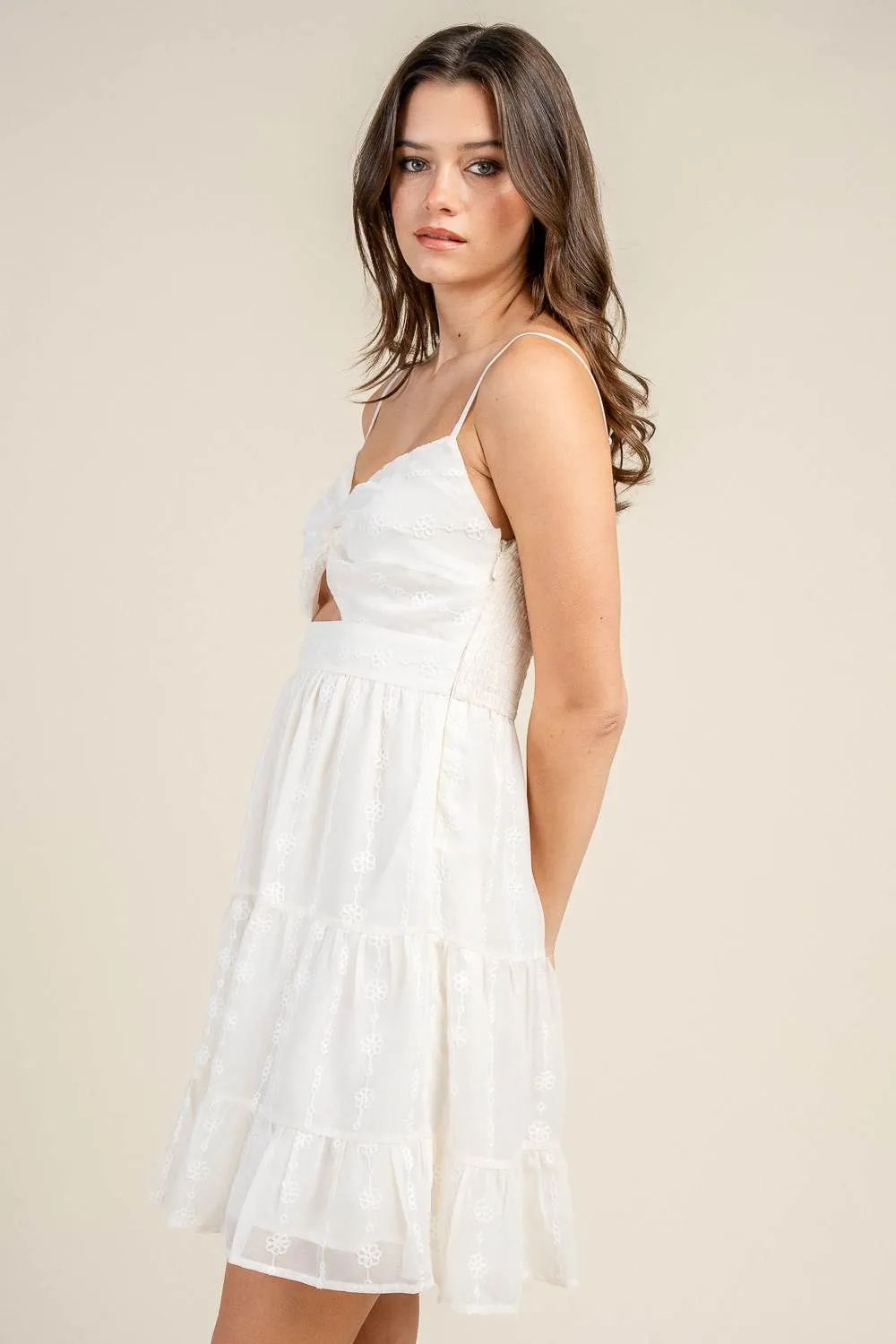 CD30712S / EMBROIDERED ON CHIFFON FRONT CUT-OUT MINI DRESS sold by privy product image thumbnail 2