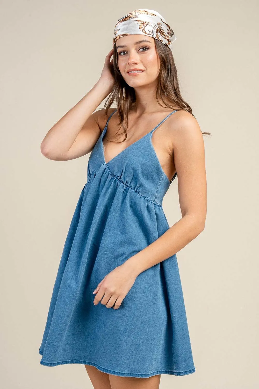 CD30695Y / DENIM MINI DRESS WITH TIE DETAIL sold by privy product image thumbnail 2