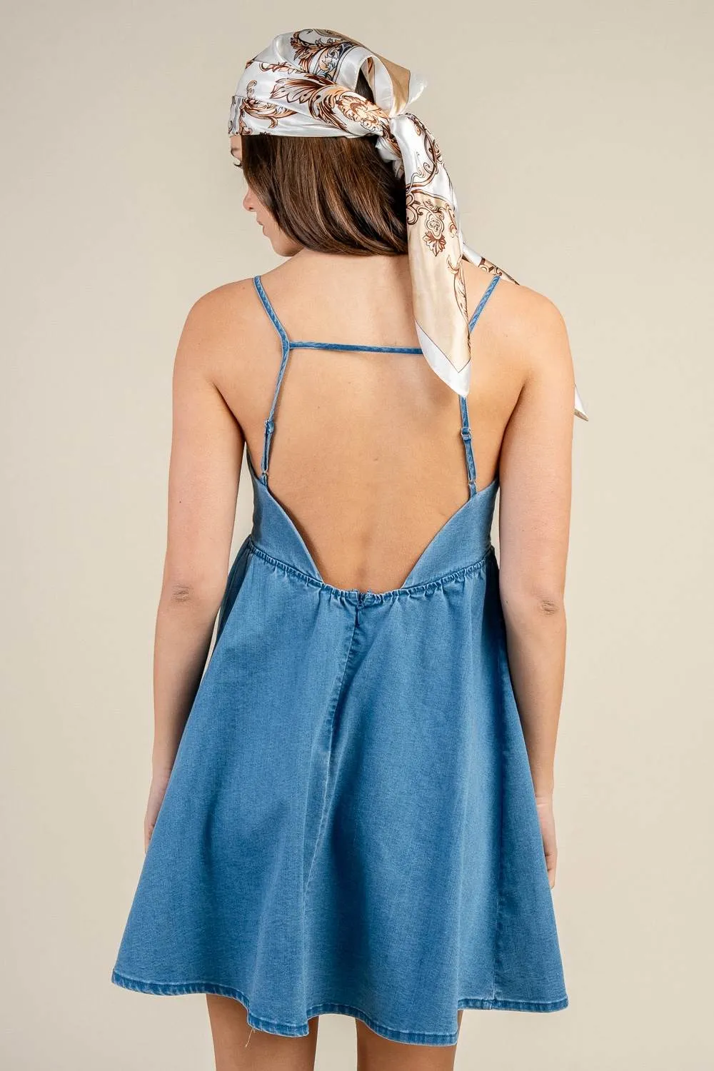 CD30695Y / DENIM MINI DRESS WITH TIE DETAIL sold by privy product image thumbnail 3