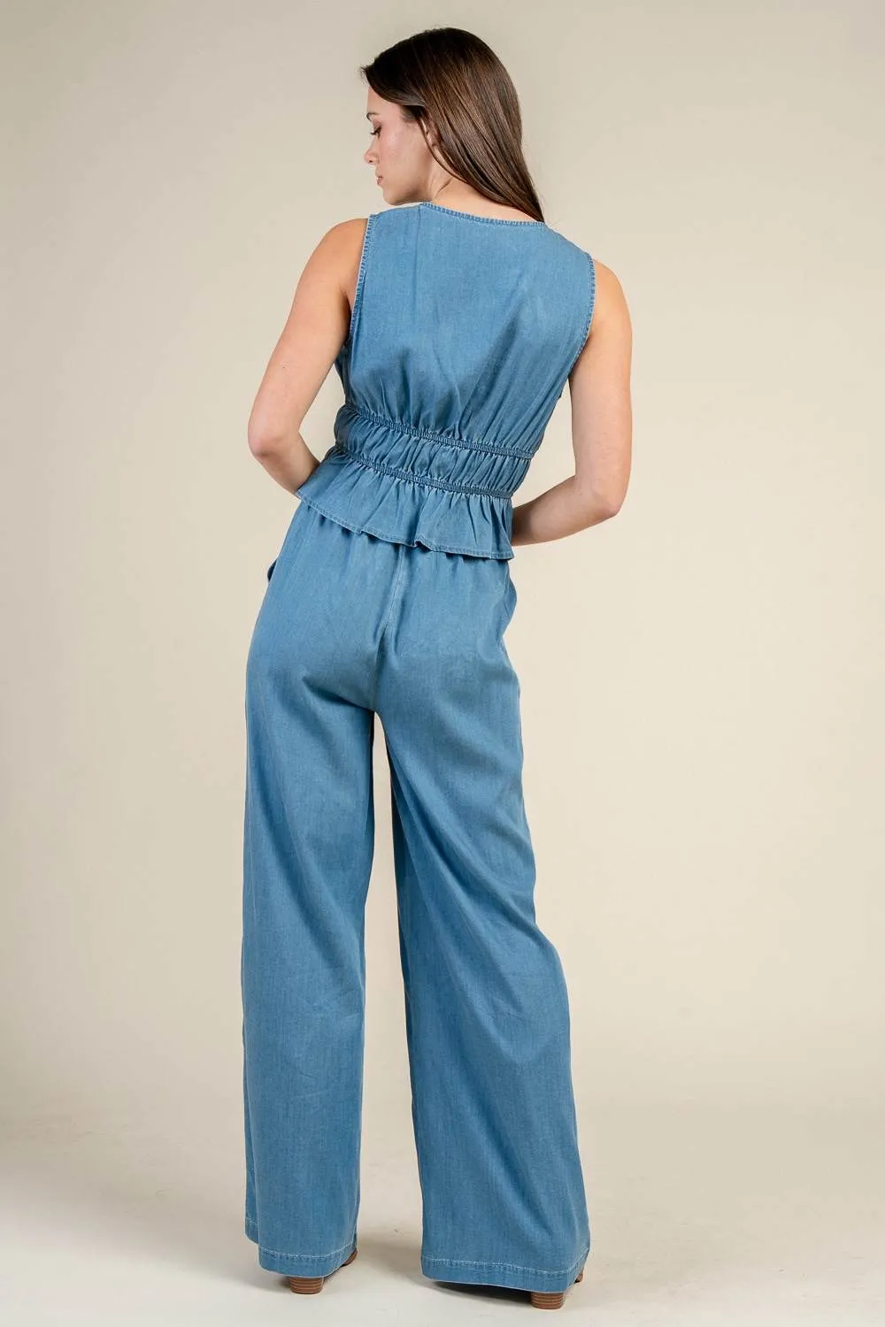 BS3623N / SLEEVELESS TOP W/TIE FRONT AND LOW WAIST WIDE LEG PANTS sold by privy product image thumbnail 5