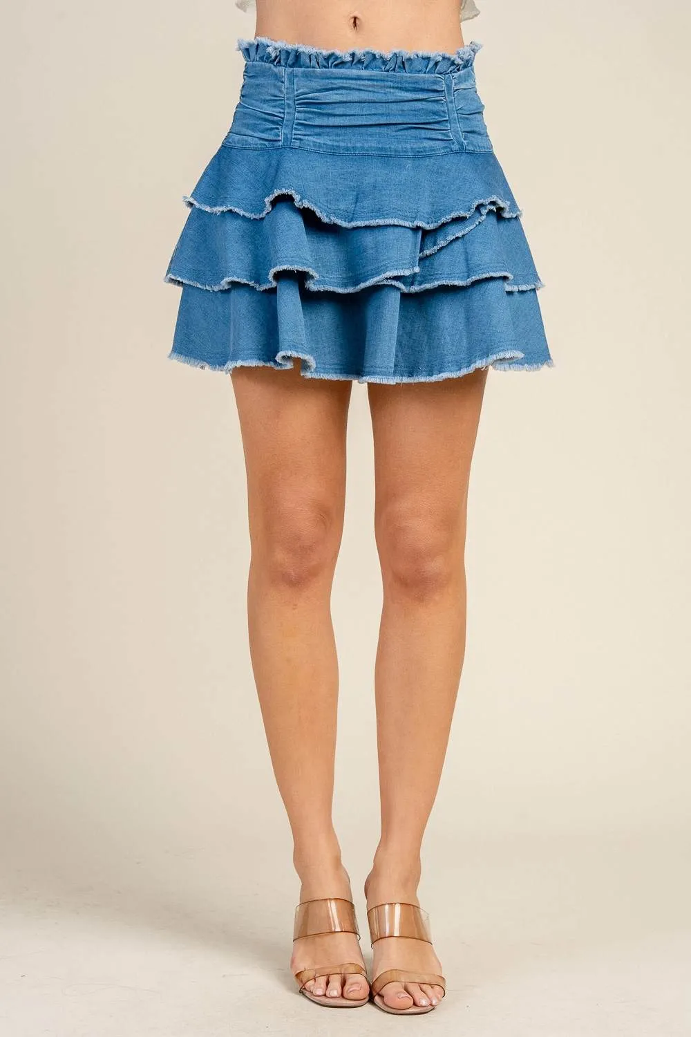CB20087Y / RUFFLED DENIM MINI SKIRT sold by privy product image thumbnail 2