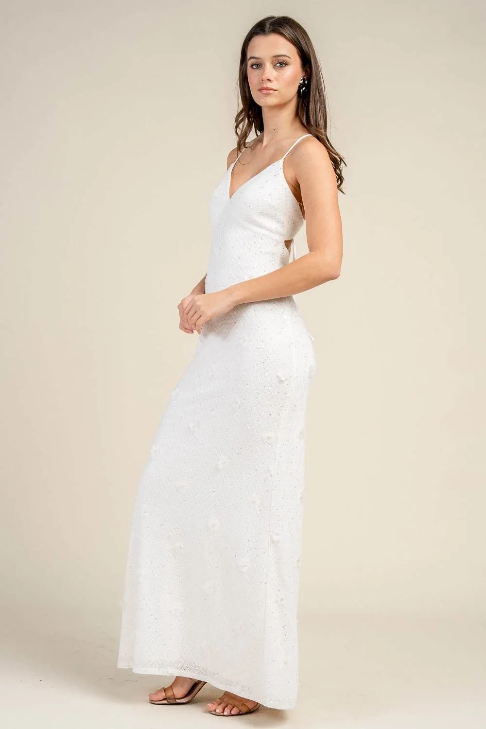 BD13180S / MAXI STRAPPY DRESS W/ FLORAL APPLIQUE sold by privy product image thumbnail 2