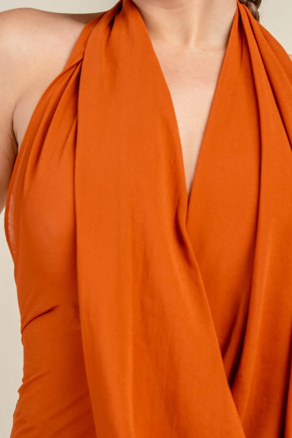 PD79499B / DRAPED HALTER NECK OPEN BACK MAXI DRESS sold by privy product image thumbnail 5
