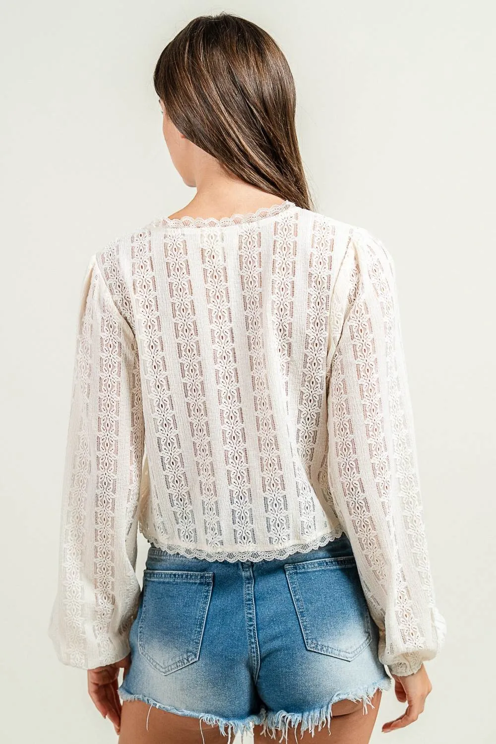 CT10616K / NOVELTY LOOKING TEXTURED L/S KNIT TOP W. FRONT TIES sold by privy product image thumbnail 3