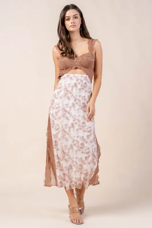 CDKF30441S / MESH PRINT WITH LACE DRESS sold by privy