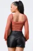SEXY RUCHED CROPPED SHEER BLOUSE TOP sold by privy