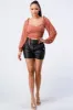 SEXY RUCHED CROPPED SHEER BLOUSE TOP sold by privy