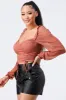 SEXY RUCHED CROPPED SHEER BLOUSE TOP sold by privy