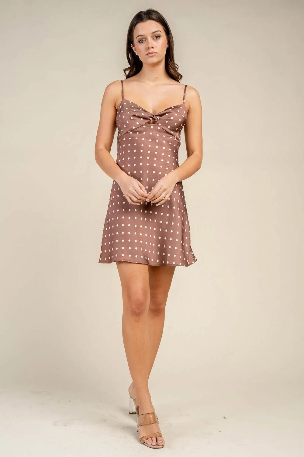 CD30851B / TWIST FRONT OPEN BACK POLKA DOT MINI DRESS sold by privy product image thumbnail 5