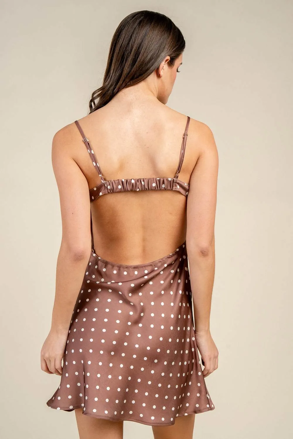 CD30851B / TWIST FRONT OPEN BACK POLKA DOT MINI DRESS sold by privy product image thumbnail 3