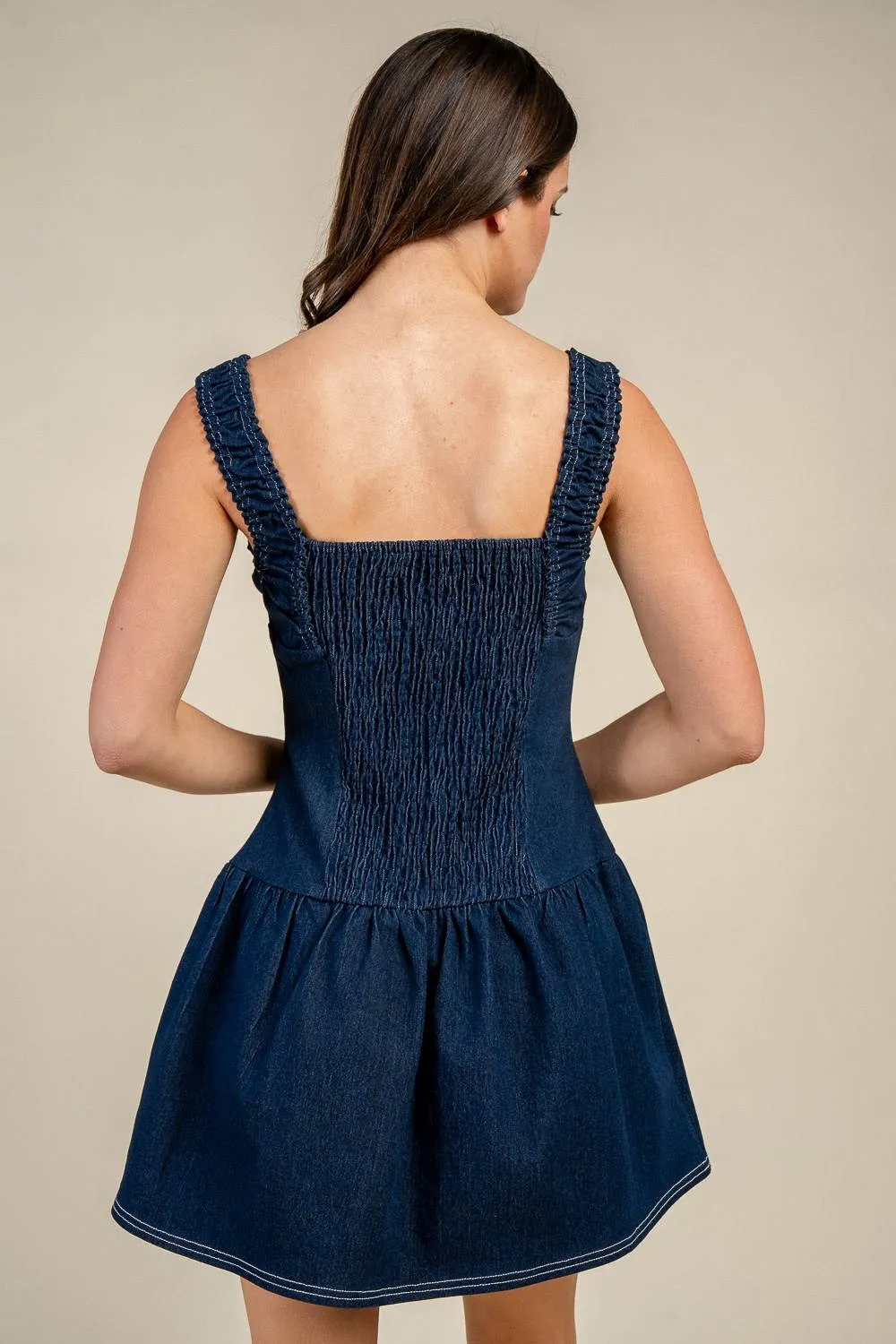 CD30844Y / RUCHED BODICE DENIM MINI DRESS sold by privy product image thumbnail 3