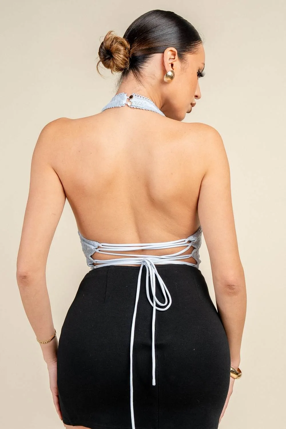 YT4057KTP / LACE HALTER CORSET BODYSUIT TOP sold by privy product image thumbnail 3