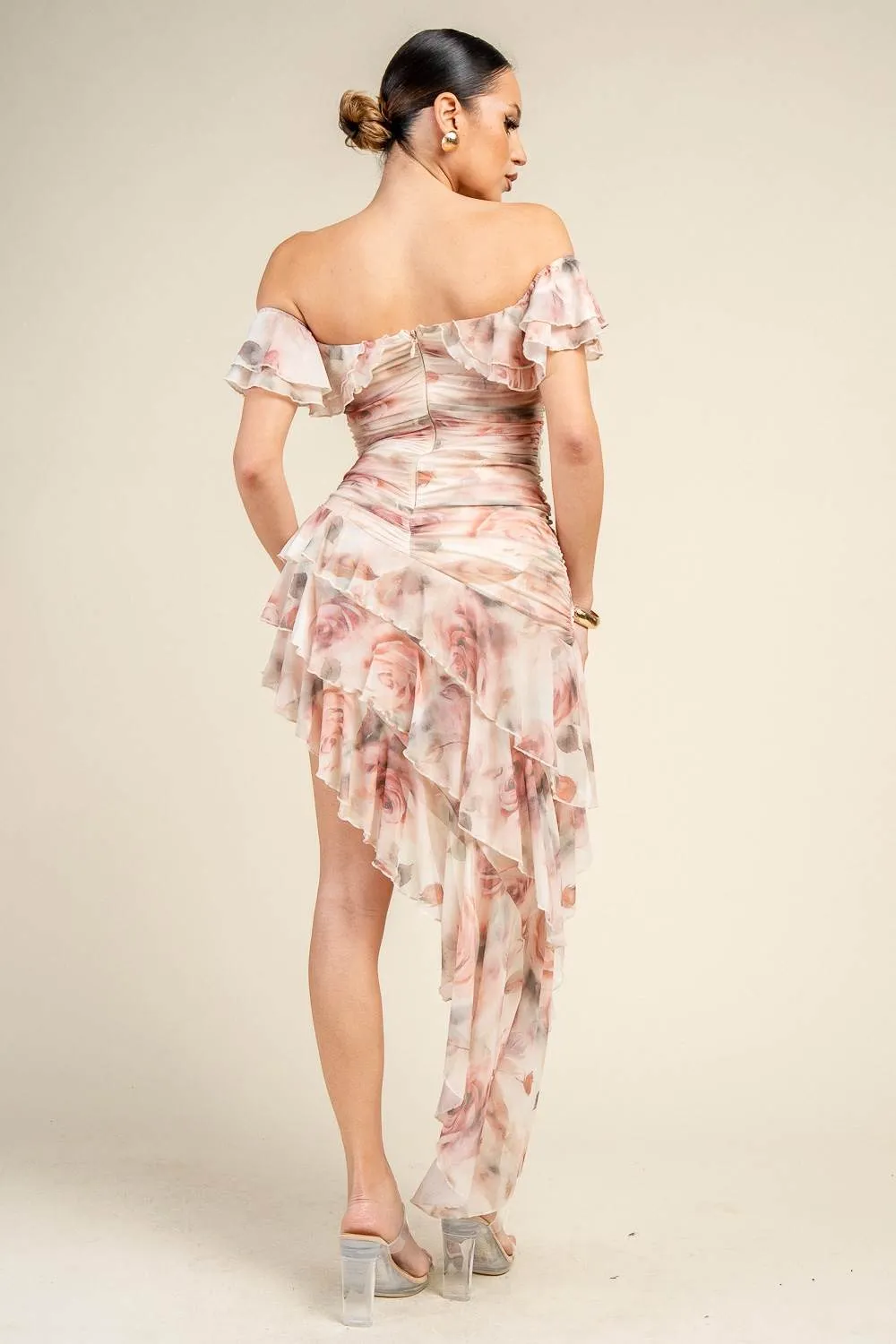 HD30730BST / OFF SHOULDER MINI DRESS WITH SIDE RUFFLE DETAILING sold by privy product image thumbnail 3