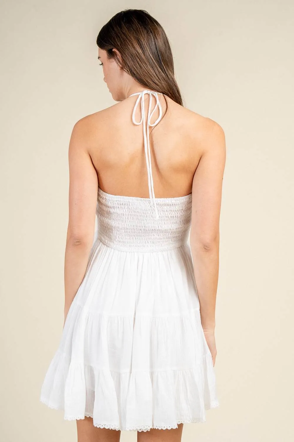 BD12281E / RUCHED HALTER TIERED MINI DRESS sold by privy product image thumbnail 3