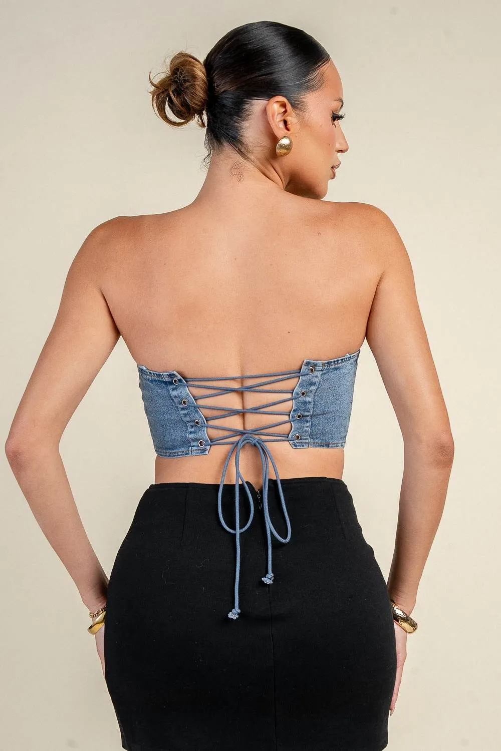 PT45692D / DENIM STRAPLESS CORSET TOP sold by privy product image thumbnail 3