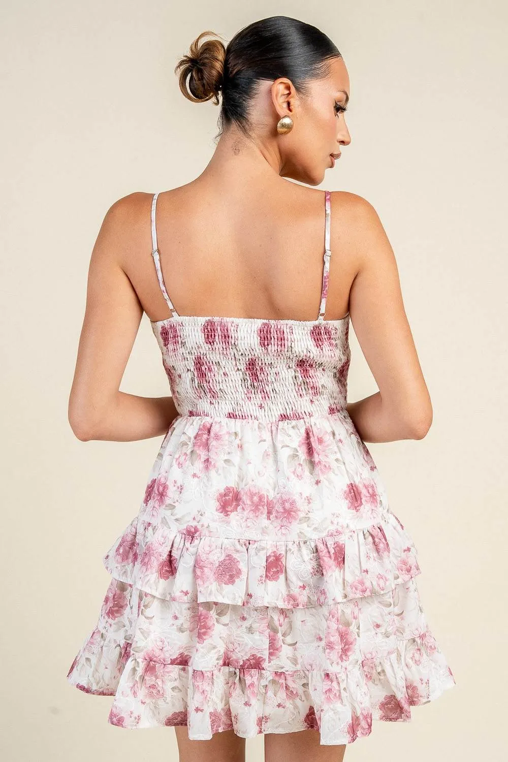 PD79553N / FLORAL PRINT TIE-FRONT RUFFLED MINI DRESS sold by privy product image thumbnail 2