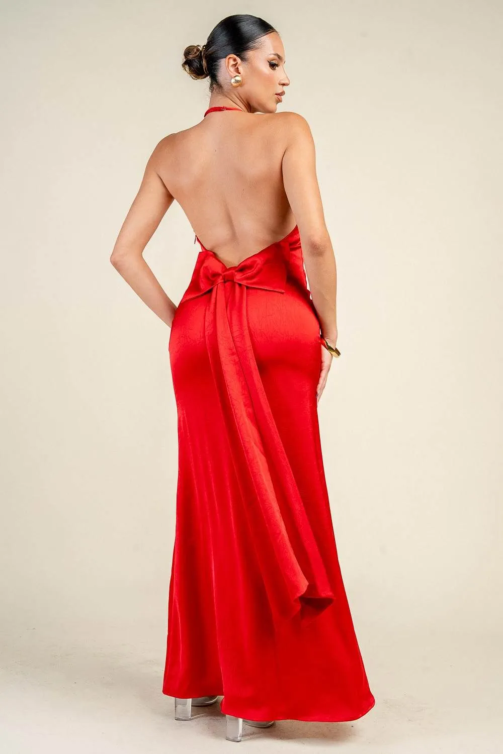 YD30269K / SATIN HALTER SLIP MAXI DRESS sold by privy product image thumbnail 4