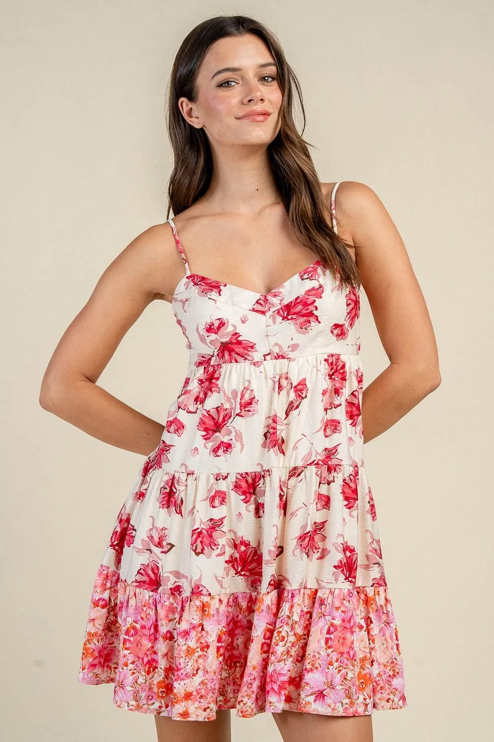CD30957K / FLORAL PRINT MIX TIERED MINI DRESS sold by privy product image thumbnail 2