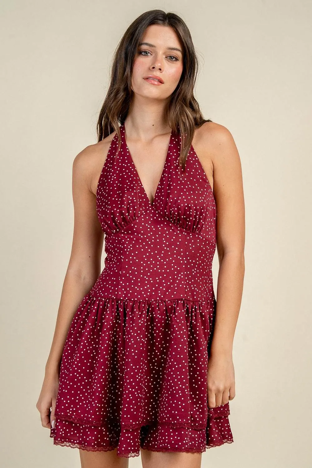 CD31070S / POLKA DOT HALTER RUFFLED MINI DRESS sold by privy product image thumbnail 3