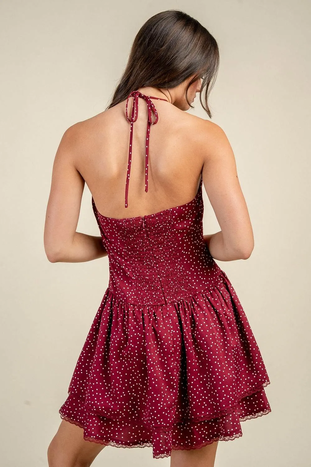 CD31070S / POLKA DOT HALTER RUFFLED MINI DRESS sold by privy product image thumbnail 2