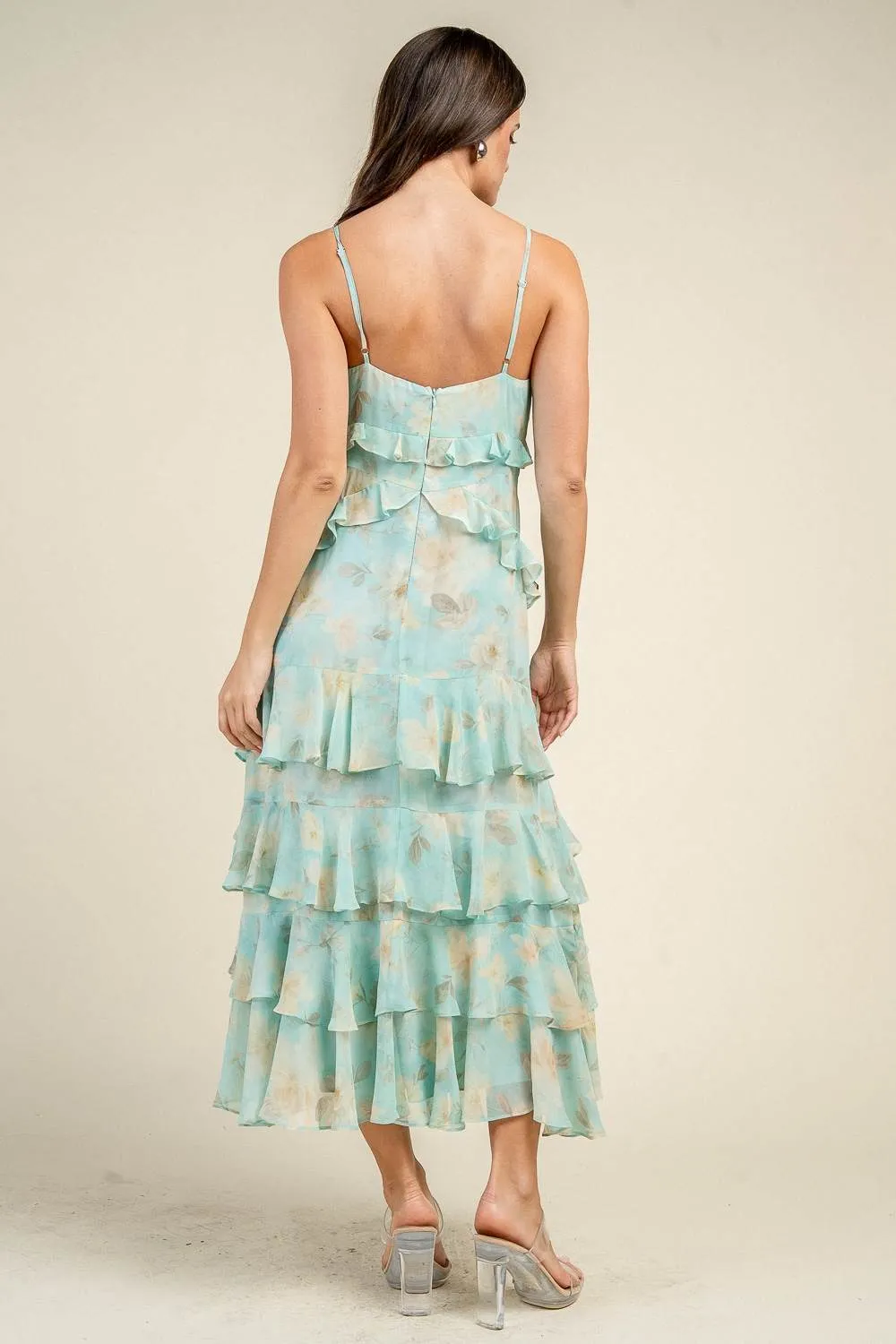 CD30968S / FLORAL PRINT RUFFLED LAYERED MAXI DRESS sold by privy product image thumbnail 3
