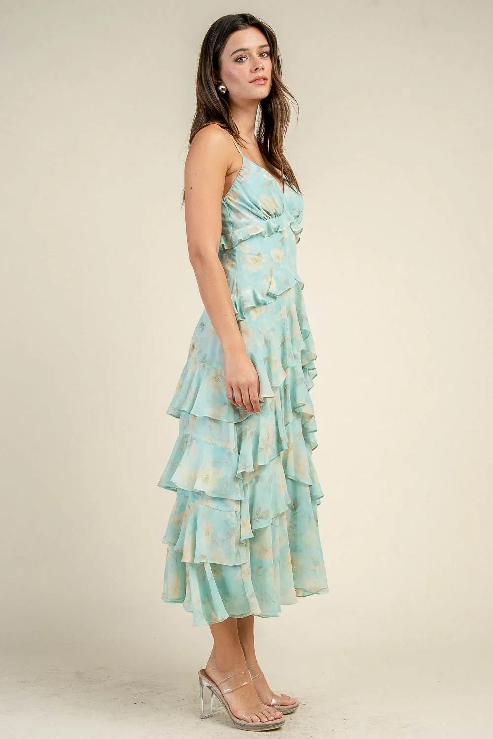 CD30968S / FLORAL PRINT RUFFLED LAYERED MAXI DRESS sold by privy product image thumbnail 2