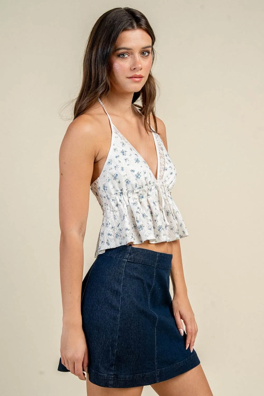 BT3629S / FLORAL PRINT TIE FRONT PEPLUM TOP sold by privy product image thumbnail 2